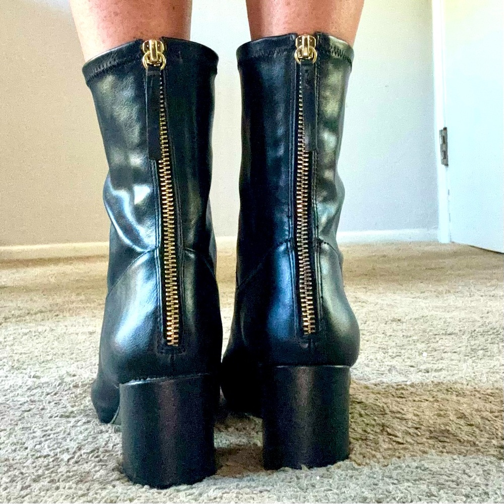 Zara Black Leather Basic Ankle Boot. Zip Back. Si… - image 4